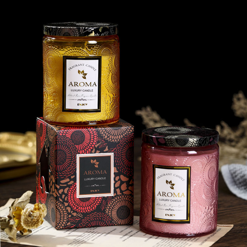 Candle Supplies Glass Jars - 1PC Scented Candle Creative Embossed Glass