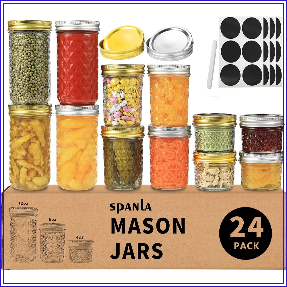 24 Pack Mason Jars with Lids - - Mason Jar 8Oz 评论和价格
