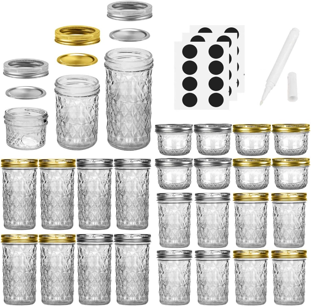24 Pack Mason Jars with Lids - - Mason Jar 8Oz 评论和价格