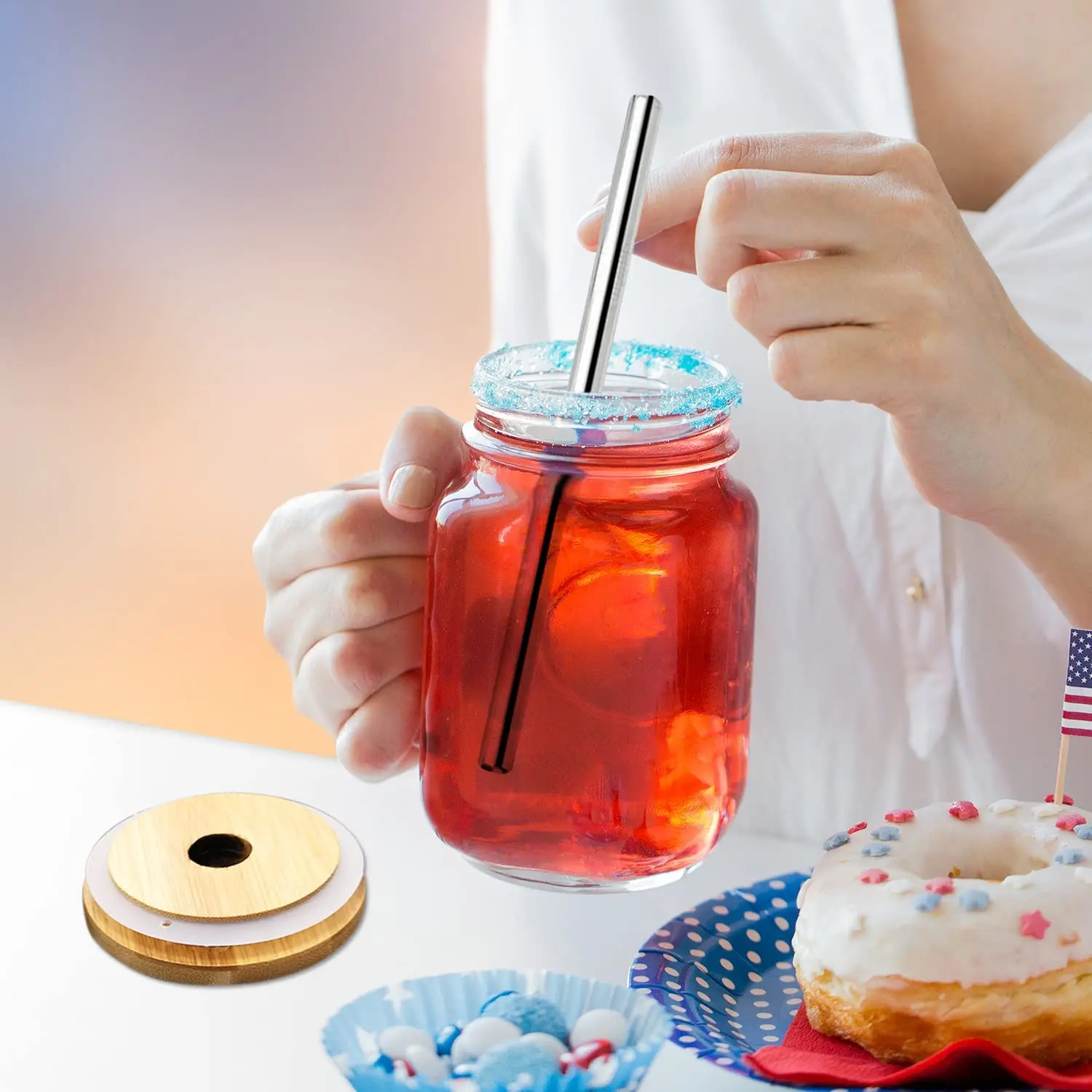 Reusable Fruit Juice Cool Drin - Mason Jar 8Oz 评论和价格