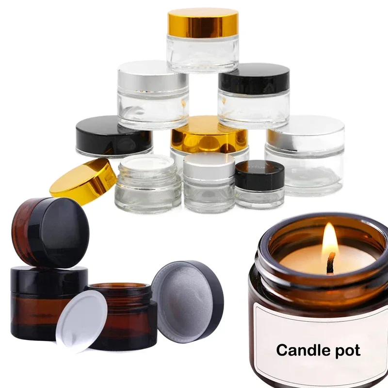 5Pcs 5g-100g Mini Amber Round  - Candle Supplies Glass Jars 评论和价格
