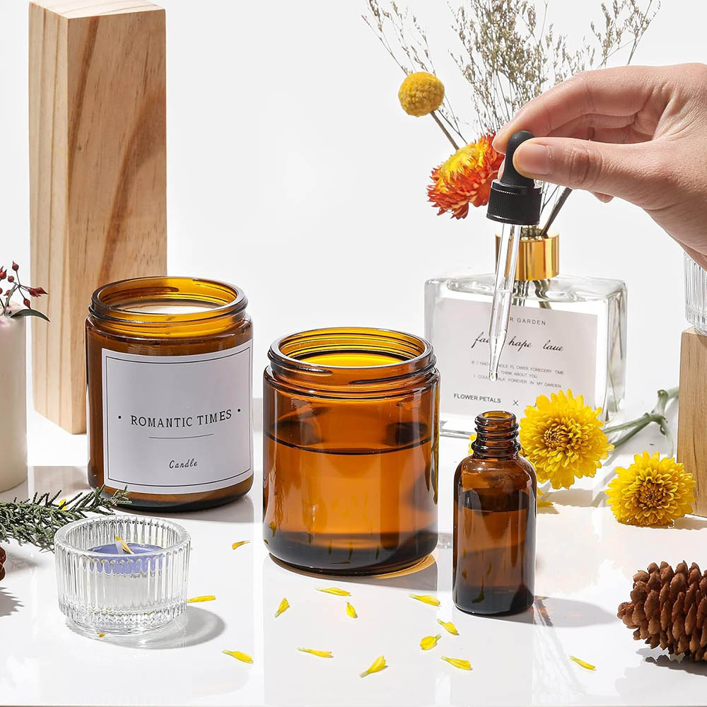 8oz Amber Glass Jars with Blac - Mason Jar 8Oz 评论和价格