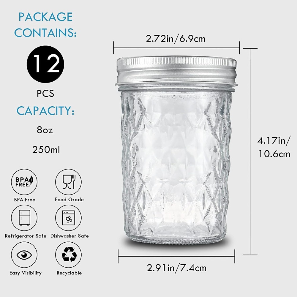 12 Pack 8 oz Mason Jars with A - Mason Jar 8Oz 评论和价格