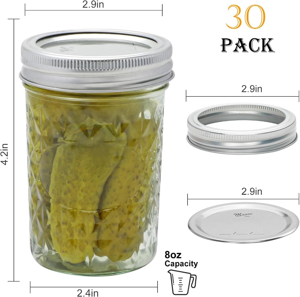 30 Pack 8 oz Mason Jars with A - Mason Jar 8Oz 评论和价格