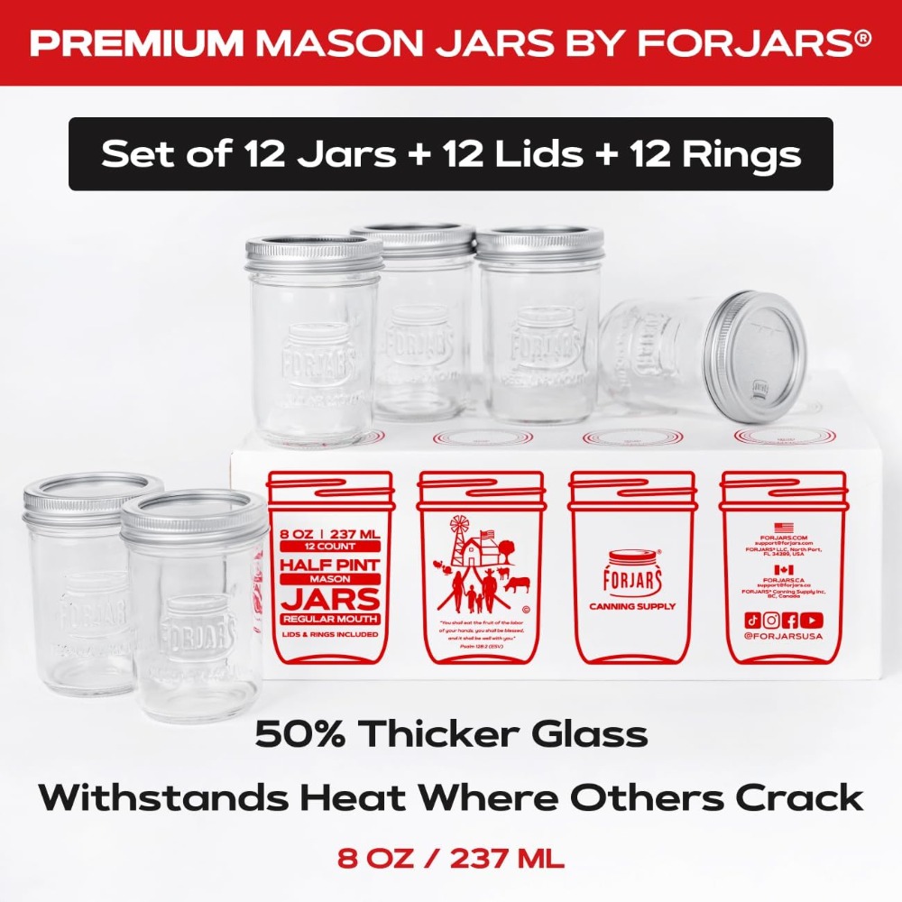 Premium 8oz Mason Jars with Li - Mason Jar 8Oz 评论和价格