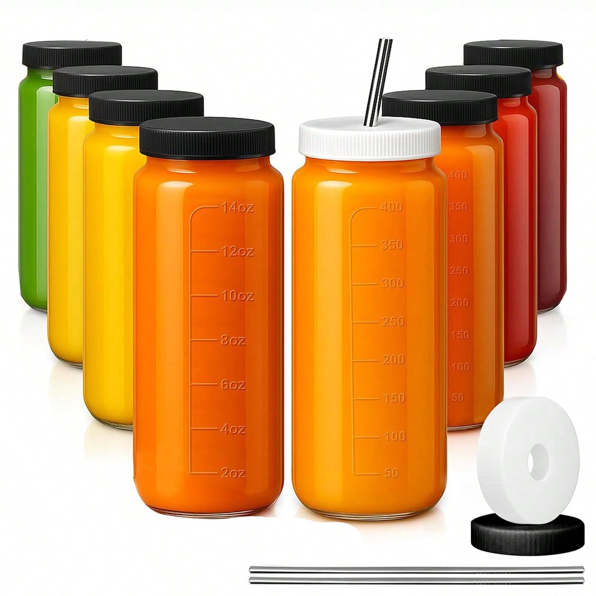 8 Pack Glass Juice Bottles Mod - Mason Jar 8Oz 评论和价格