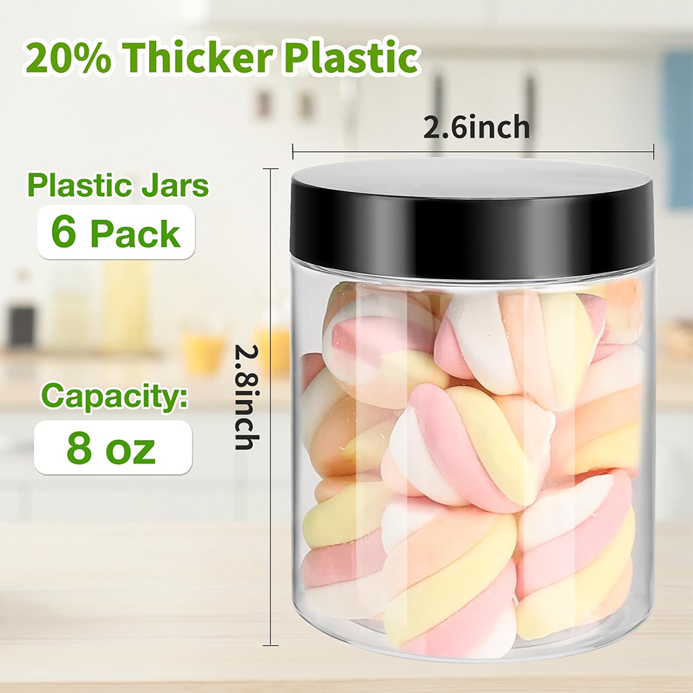 6 Pack Plastic Jars with Lids, - Mason Jar 8Oz 评论和价格