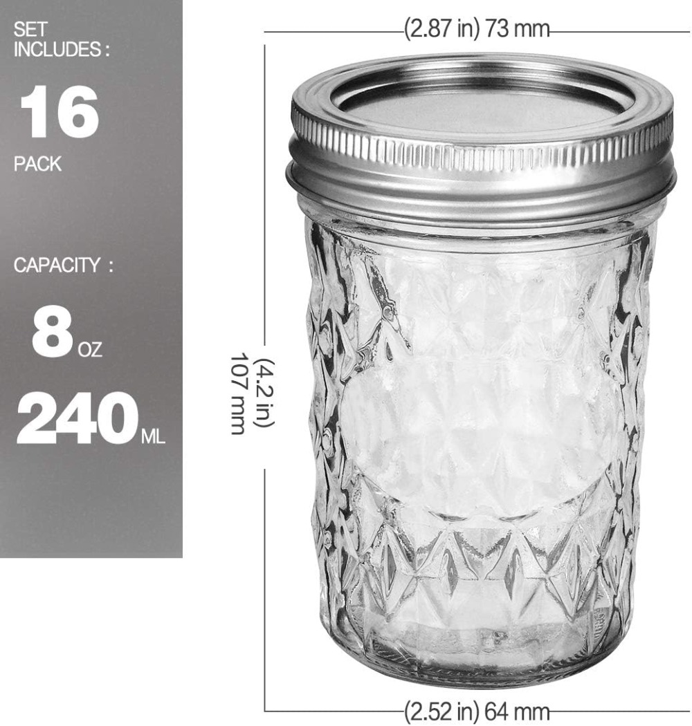 16-Pack 8oz Mason Jars with Re - Mason Jar 8Oz 评论和价格