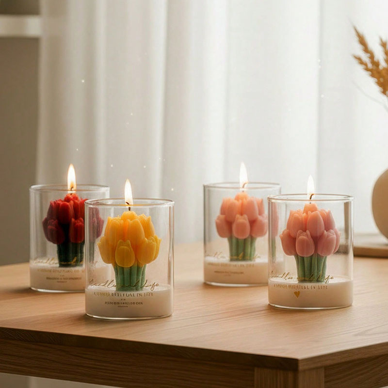 Tulip Candle in Glass Jar Deco - Candle Supplies Glass Jars 评论和价格